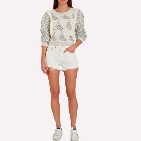 AGOLDE white PARKER high rise waisted frayed edge jean shorts - Picture 9 of 10